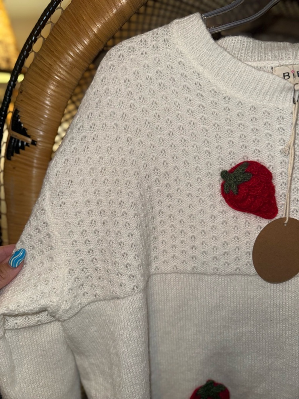 BIBI Strawberry Crochet Knit Sweater - Picture 4 of 6